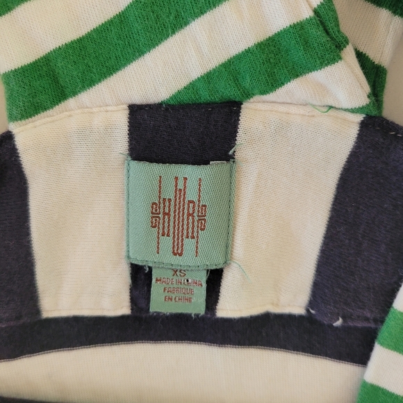 Anthropologie HWR Monogram Split Striped Size XS Dress Green Black - Picture 5 of 11